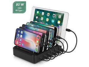 Charging Station Premium 80W 6Port Desktop Charger Organizer With 45W Power Delivery Port For C Laptops MacBook ProAir iPad Pro S10 And 5 Ports For iPhone 11ProMax S9S8 and More Charging Station Premium 80W 6Port Desktop Charger Organizer With 45W Power Delivery Port For C Laptops MacBook ProAir iPad Pro S10 And 5 Ports For iPhone 11ProMax S9S8 and More