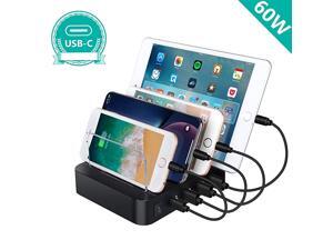 Charging Station, Premium 60W 4-Port Desktop Charger Organizer With 45W Power Delivery Port For -C Laptops, MacBook Pro/Air, iPad Pro, S10, And 3 Ports For iPhone 11/Pro/Max, S9/S8 and More Charging Station, Premium 60W 4-Port Desktop Charger Organizer With 45W Power Delivery Port For -C Laptops, MacBook Pro/Air, iPad Pro, S10, And 3 Ports For iPhone 11/Pro/Max, S9/S8 and More