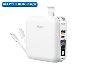 Power Bank Charger 15000 mAh 2 in 1 Portable Charger with Dual USB Ports,Foldable US Plug ,Type C Quick Charger Compatible with Macbook Air ,iPhone 12, iPhone 11, iPhone Xs Max, iPad Air/Pro and more