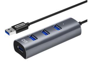 DM 4 Ports USB 3.0 Hub, Premium High Speed USB Hub with 3.93 ft Extended Cable Aluminum Shell Plug and play, Compatible with MacBook, Laptop, Surface Pro, XPS, Notebook PC, Flash Drive, Mobile HDD,SSD