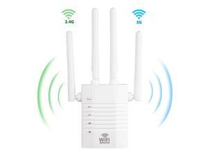 WiFi Extender, New Arrivals 1200 Mbps WiFi Booster Up to 7600 sq.ft Wireless Amplifer, 2.4GHz & 5GHz Dual Band WiFi Repeater Access Point with External Antennas and RJ45 Ethernet Port, WPS Easy Setup