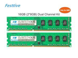 Festtive AMD RAM 16GB(2*8GB) DDR3 Memory 1600 MHz AMD Edition Memory DDR3 1600 (PC3 12800) Desktop Memory Model Only for AMD Desktop