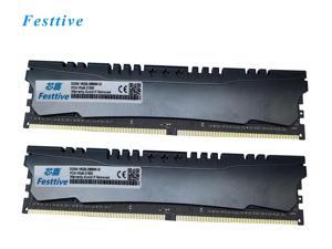Festtive Knight DDR4 32GB (2x16GB) 2666MHz PC4-21300 Desktop DRAM with Heat Spreader CL19 Unbuffered Non-ECC1.2V 288 Pin U-DIMM Desktop Memory for Intel AMD Motherboard