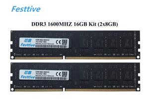 Festtive 16GB (2x8GB) 240-Pin DDR3 SDRAM 1600MHZ (PC3 12800) Desktop Memory Unbuffered DIMM 1.5V CAS Latency 11 for Intel and AMD System Desktop Computer