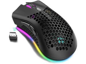 Attoe Lightweight Gaming Mouse, Honeycomb Design Rechargeable Wireless Gaming Mouse with USB Receiver RGB Backlight Computer Mouse for Laptop PC
