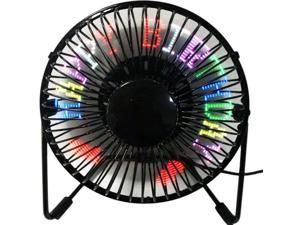 USB Programmable LED Desk Fan, Attoe 360°Rotation RGB Programmable Fan Personal Table Cooling Fan RGB LED Display Memory Function Durable Metal Phrame 5’ for Home & Office (Programmable)