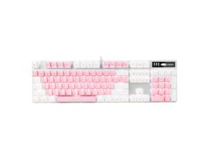 Mechanical Gaming Keyboard, MageGee 2020 New Upgraded Blue Switch 104 Keys White Backlit Keyboards, USB Wired Mechanical Computer Keyboard for Laptop, Desktop, PC Gamers(White & Pink)