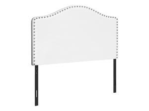 Leather-Look Upholstered Headboard-Curved Top Nailhead Trim Platform,Twin,White