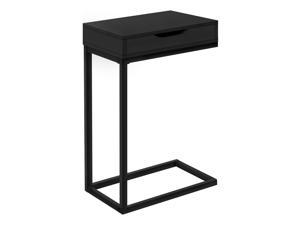 Monarch Specialties 24"H C Design Side Table with Storage Drawer and Metal Legs - Black