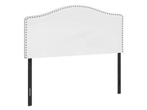 Leather-Look Upholstered Headboard-Curved Top Nailhead Trim Platform,Full,White