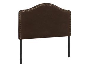 Arched Top Upholstered Headboard Panel Only with Nailhead Trim-Twin, Dark Brown