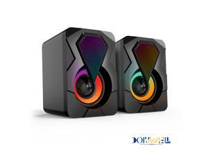 Donwell USB Computer Speakers, 2.0 Stereo Wired Computer speakers with RGB Dazzling light for PC desktop /laptop/iPad, Black Donwell USB Computer Speakers, 2.0 Stereo Wired Computer speakers with RGB Dazzling light for PC desktop /laptop/iPad, Black