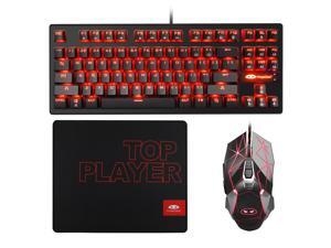 Mechanical Gaming Keyboard and Mouse Combo and Large Mouse Pad,Mechanical Keyboard 87 Keys Small Compact LED Backlit - MK1 Wired USB Gaming Keyboard with Blue Switches for Windows PC Laptop Game Mechanical Gaming Keyboard and Mouse Combo and Large Mouse Pad,Mechanical Keyboard 87 Keys Small Compact LED Backlit - MK1 Wired USB Gaming Keyboard with Blue Switches for Windows PC Laptop Game