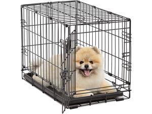 20" Pet Kennel Cat Rabbit Folding Steel Crate Animal Playpen Wire Metal Cage Black