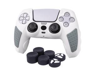 Balight Silicone Skin Cover Protector Case For PlayStation 5 DualSense Wireless Controller With 6 Black Thumb Grip Caps White / Blue