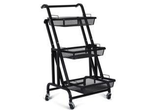 Balight 3 Tiers Shelving Rack Shelf Rolling Kitchen Storage Utility Metal Trolley Cart
