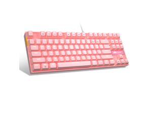 MageGee Mechanical Gaming Keyboard Compact 87 Keys LED Rainbow Backlit Wired Computer Keyboard with Blue Switches for Windows Gaming PC (Pink) MageGee Mechanical Gaming Keyboard Compact 87 Keys LED Rainbow Backlit Wired Computer Keyboard with Blue Switches for Windows Gaming PC (Pink)