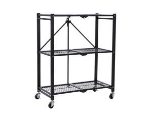 Walsport 3-Tier Rolling Utility Cart  Folding Storage Rack Home Kitchen Office Organizer Cart with Wheels Shelves Trolley