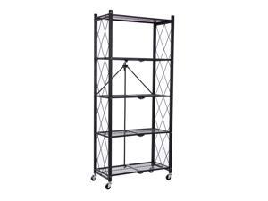 Walsport 5-Tier Rolling Utility Cart  Folding Storage Rack Home Kitchen Office Organizer Cart with Wheels Shelves Trolley