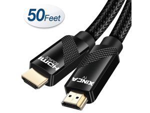 XINCA HDMI Cable 2.0 50Ft Nylon Braided 4K@60Hz HDR 18Gbps 24AWG Compatible with UHD Blu-ray TV Computer and Projector