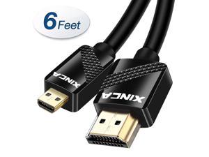 XINCA Micro HDMI to HDMI Cable 6Ft HDR 18Gbps 34AWG Adapter Compatible for camera, tablet or laptop through the Micro HDMI Port to Your HDTV or projector with HDMI port