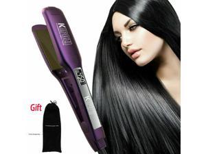 Lcd Display Digital Hair Straightener Brush Portable Flat Iron Wide 1.75 Inch