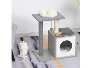 Multi-level Cat Tree Condo with Sisal-Covered Scratching Posts Grey Multi-level Cat Tree Condo with Sisal-Covered Scratching Posts Grey