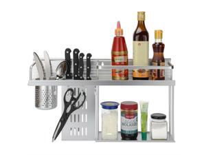 Aluminum Kitchen Shelves Spice Storage Knife Rack Hanger Hooks with Cup Holder Aluminum Kitchen Shelves Spice Storage Knife Rack Hanger Hooks with Cup Holder