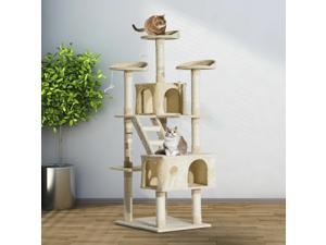 71" Scratching Post Cat Tree Kitty Condo Multi Level Play Activity Center Beige 71" Scratching Post Cat Tree Kitty Condo Multi Level Play Activity Center Beige