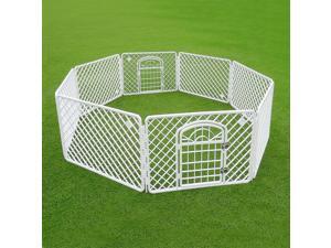 White Fence Pet Dog Cat Folding Exercise Yard 8 Panel Outdoor Indoor Play Pen White Fence Pet Dog Cat Folding Exercise Yard 8 Panel Outdoor Indoor Play Pen