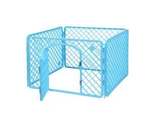4-Panel Dog Crate Pet Kennel Cage Pet Playpen Fence with Lockable Door , Blue 4-Panel Dog Crate Pet Kennel Cage Pet Playpen Fence with Lockable Door , Blue