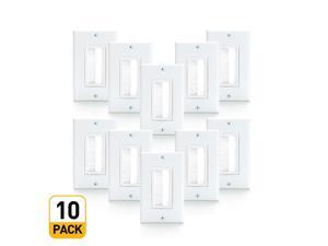 ® 10PK Gang Brush White Wall Plate, Decora Version ® 10PK Gang Brush White Wall Plate, Decora Version