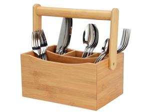 Bamboo 4 Compartment Utensil Flatware Cutlery Caddy Holder with Handle Bamboo 4 Compartment Utensil Flatware Cutlery Caddy Holder with Handle