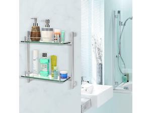® 2-tier Tempered Glass Bathroom Shelf Wall Mounted Shower Storage ® 2-tier Tempered Glass Bathroom Shelf Wall Mounted Shower Storage