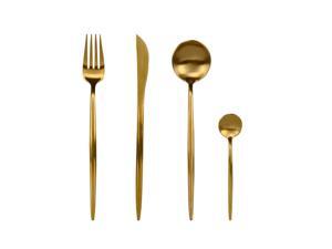 Stainless Steel Cutlery Set, Knife Fork Spoon Matte Utensils, Gold Stainless Steel Cutlery Set, Knife Fork Spoon Matte Utensils, Gold