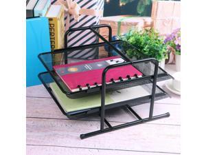Home Office 2-Tiers Office Steel Mesh Document Tray File Basket Organizer, Black Home Office 2-Tiers Office Steel Mesh Document Tray File Basket Organizer, Black