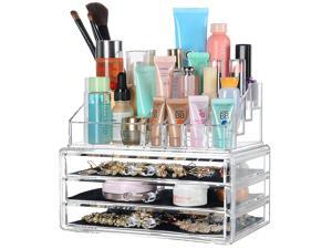 Acrylic Jewelry Organizer 3 Drawers Makeup Box Display Holder Storage Acrylic Jewelry Organizer 3 Drawers Makeup Box Display Holder Storage