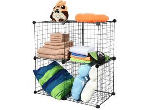 4-Cube Storage Shelving Rack DIY Wire Grid Bookcase Modular Books Toys Clothes 4-Cube Storage Shelving Rack DIY Wire Grid Bookcase Modular Books Toys Clothes