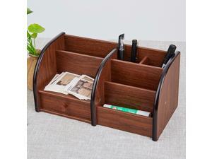 ® Wooden Desktop Organizer with Drawer and 5 Compartments ® Wooden Desktop Organizer with Drawer and 5 Compartments