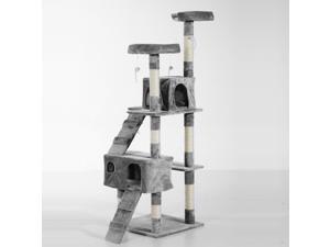 Multi-Level Cat Tree Kitten Play Center Condo Furniture Grey Multi-Level Cat Tree Kitten Play Center Condo Furniture Grey