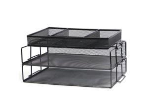 ® 3-Tier Mesh Office Desk Organizer With 3 Sorter Sections, Black ® 3-Tier Mesh Office Desk Organizer With 3 Sorter Sections, Black