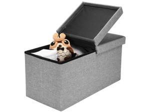 ® Folding Storage Ottoman Foot Rest Stool Ultra Soft Poly Linen Gray ® Folding Storage Ottoman Foot Rest Stool Ultra Soft Poly Linen Gray