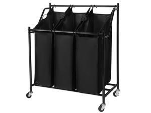 Rolling Laundry Sorter Cart 3-Bag Heavy Duty Sorting Hamper W/ Removable Bag Rolling Laundry Sorter Cart 3-Bag Heavy Duty Sorting Hamper W/ Removable Bag
