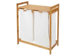 Bamboo Laundry Hamper Sorter Basket W/ Storage Shelf Large Organizer Bamboo Laundry Hamper Sorter Basket W/ Storage Shelf Large Organizer