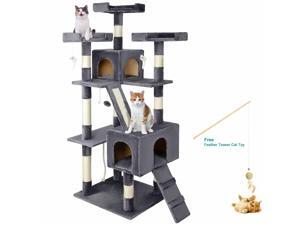 68" Large Cat Tree Condo with Sisal Scratching Posts Kitten Play House Pet Decor 68" Large Cat Tree Condo with Sisal Scratching Posts Kitten Play House Pet Decor