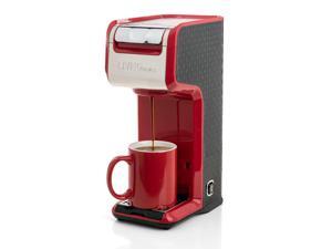 Red 2 In 1 Single Serve Slim Coffee Kitchen Maker Brewer, Ground K-Cup Pods Red 2 In 1 Single Serve Slim Coffee Kitchen Maker Brewer, Ground K-Cup Pods