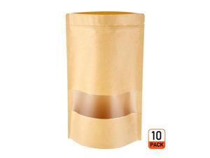10pcs Reusable Zip Lock Stand Up Kraft Paper Bag with Matte Transparent Window 10pcs Reusable Zip Lock Stand Up Kraft Paper Bag with Matte Transparent Window