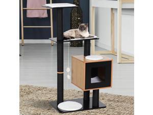 Cat Tree Condo with Sisal Scratching Post and Washable Mat Cat Tree Condo with Sisal Scratching Post and Washable Mat