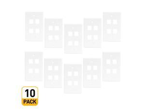 10 pack 4 Port Keystone Wall Plate for RJ45 RJ11 RJ12 RCA F-Type Jack - White 10 pack 4 Port Keystone Wall Plate for RJ45 RJ11 RJ12 RCA F-Type Jack - White