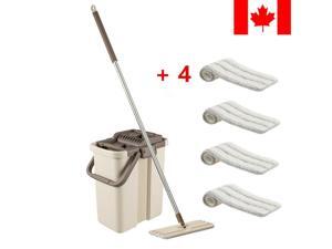 Self Cleaning Drying Wringing Mop Bucket System Flat Floor + 4 Microfiber Pads Self Cleaning Drying Wringing Mop Bucket System Flat Floor + 4 Microfiber Pads